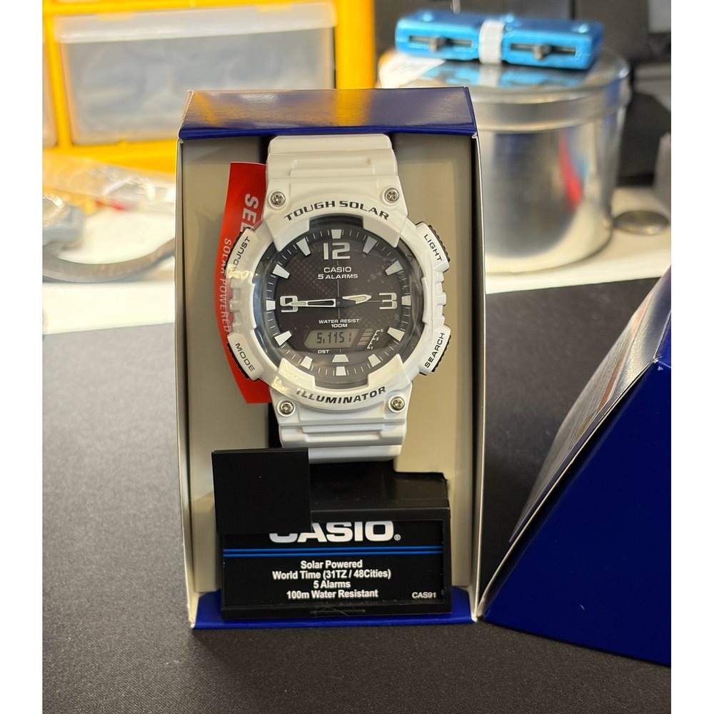 Casio Tough Solar Watch Mens White Analog Digital Sport AQ-S810W-7AV